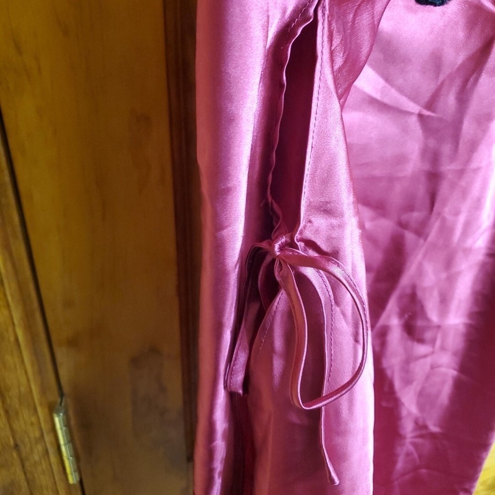 Dreamgirl Large Chemise Nightgown Women Magenta Black Lace Side Ties 9719 - Picture 5 of 9